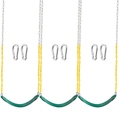 TURFEE 3 Pack Green Swing Seats Heavy Duty with 66" Chain,