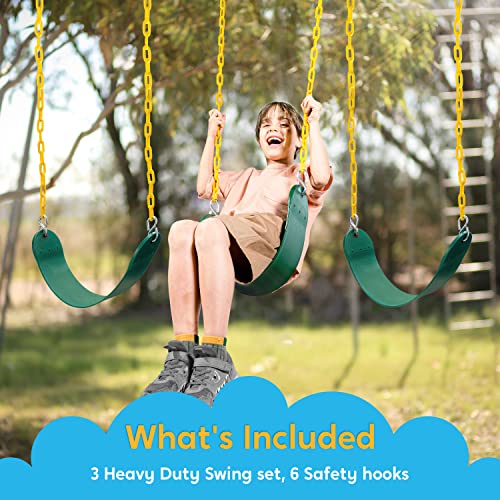 TURFEE 3 Pack Green Swing Seats Heavy Duty with 66" Chain, - Imagen 6