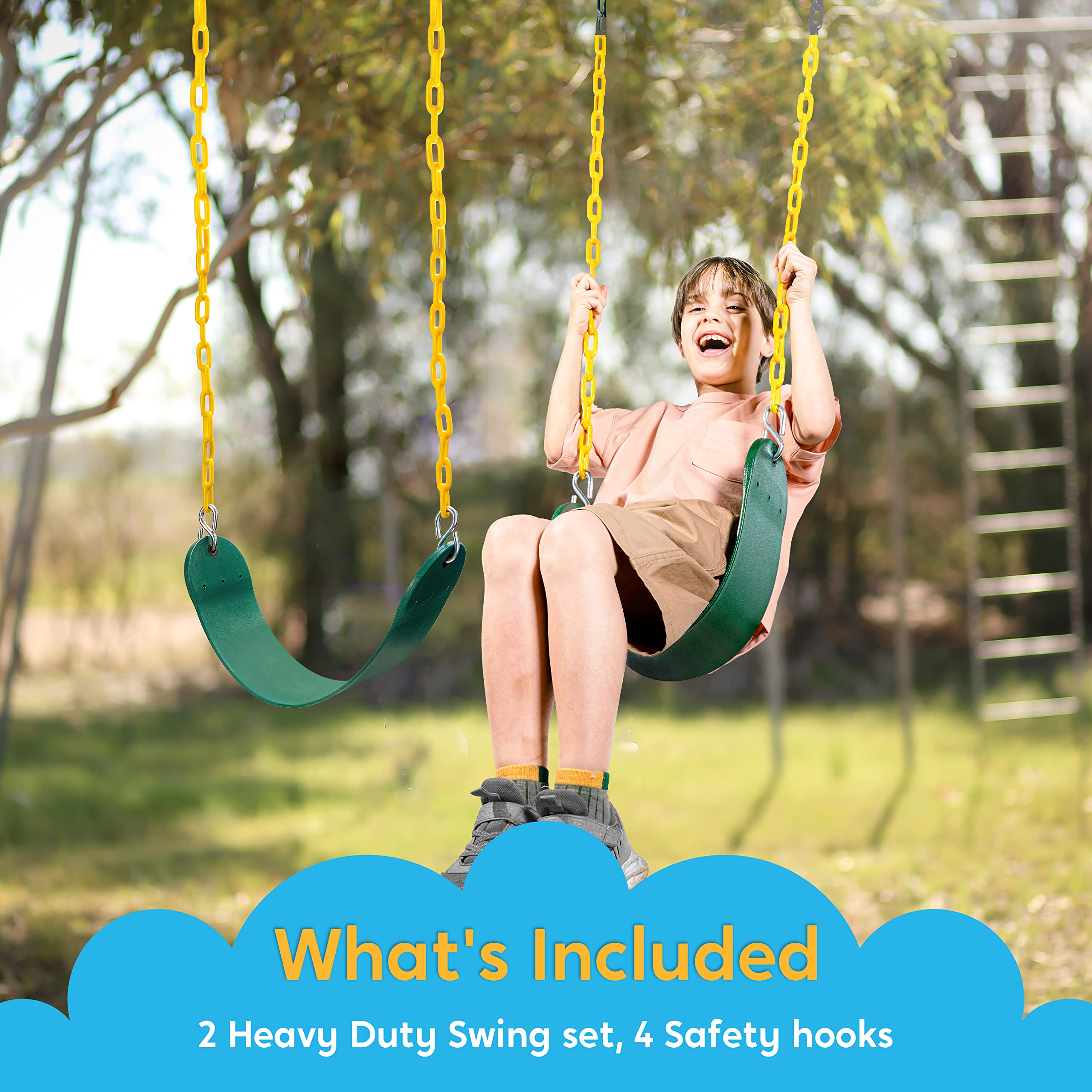 TURFEE 2 Pack Columpios Verdes Resistentes con Cadena de - Imagen 6