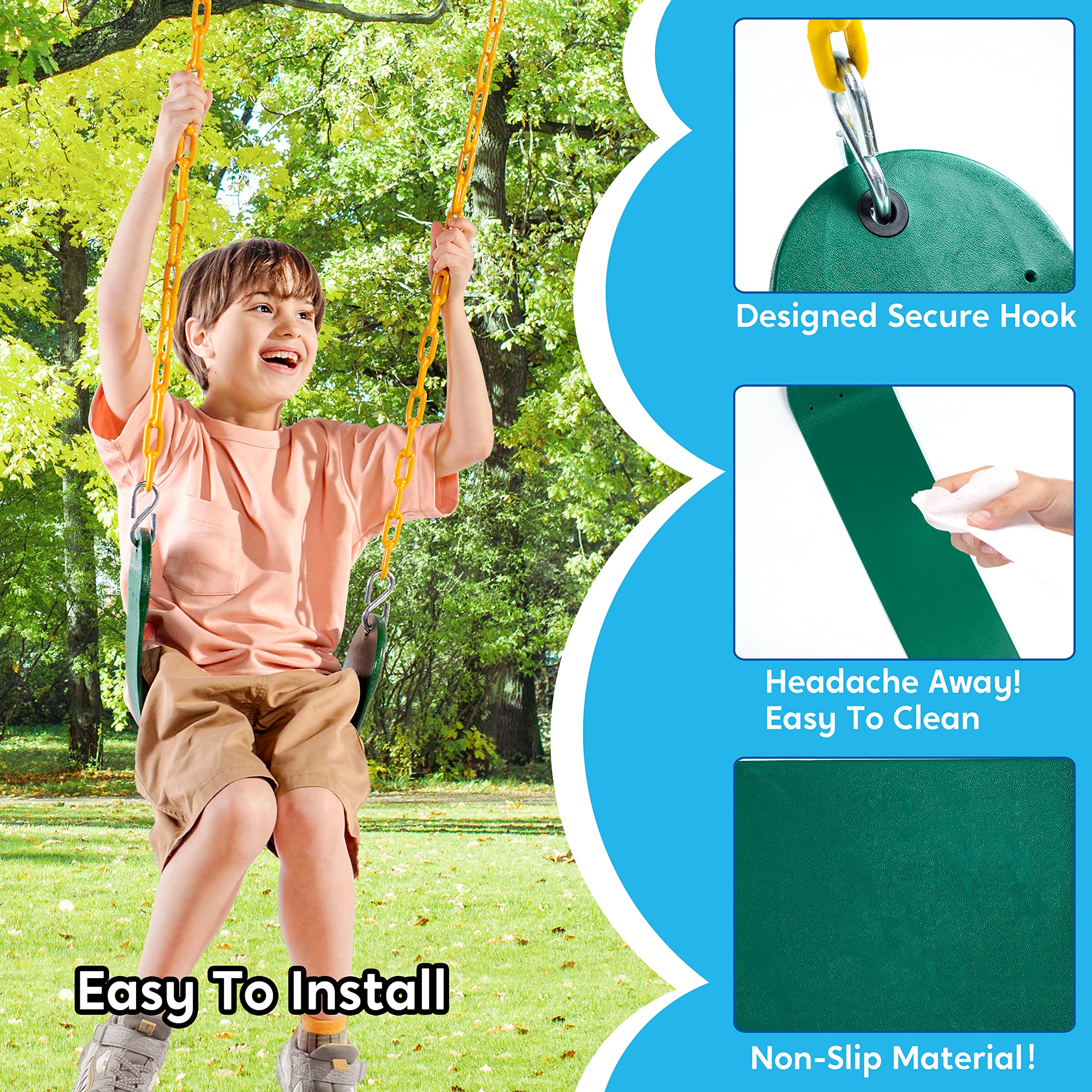 TURFEE 2 Pack Columpios Verdes Resistentes con Cadena de - Imagen 5