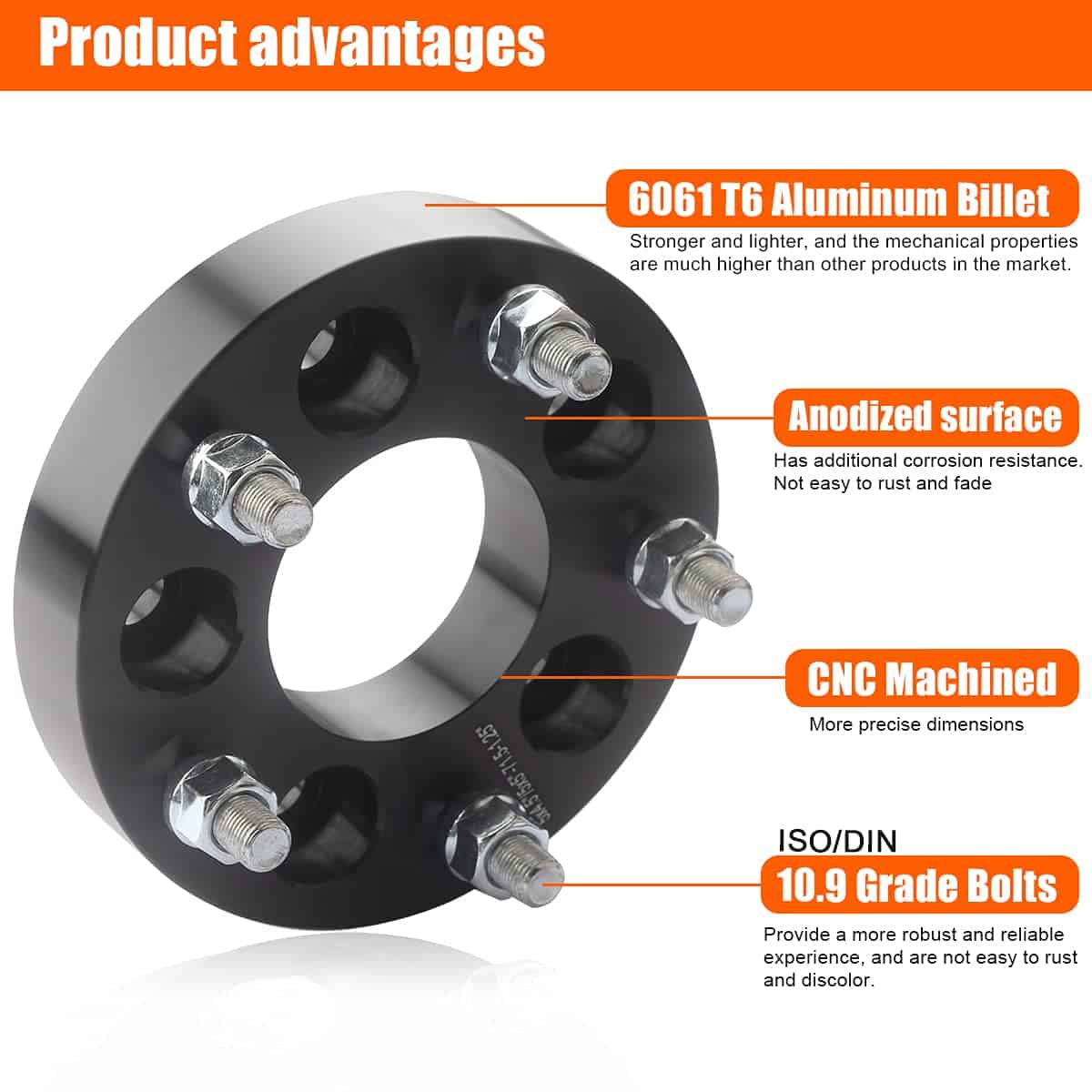 GAsupply Adaptadores de rueda 5x4.5 a 5x5 1.25 pulgadas - Imagen 3