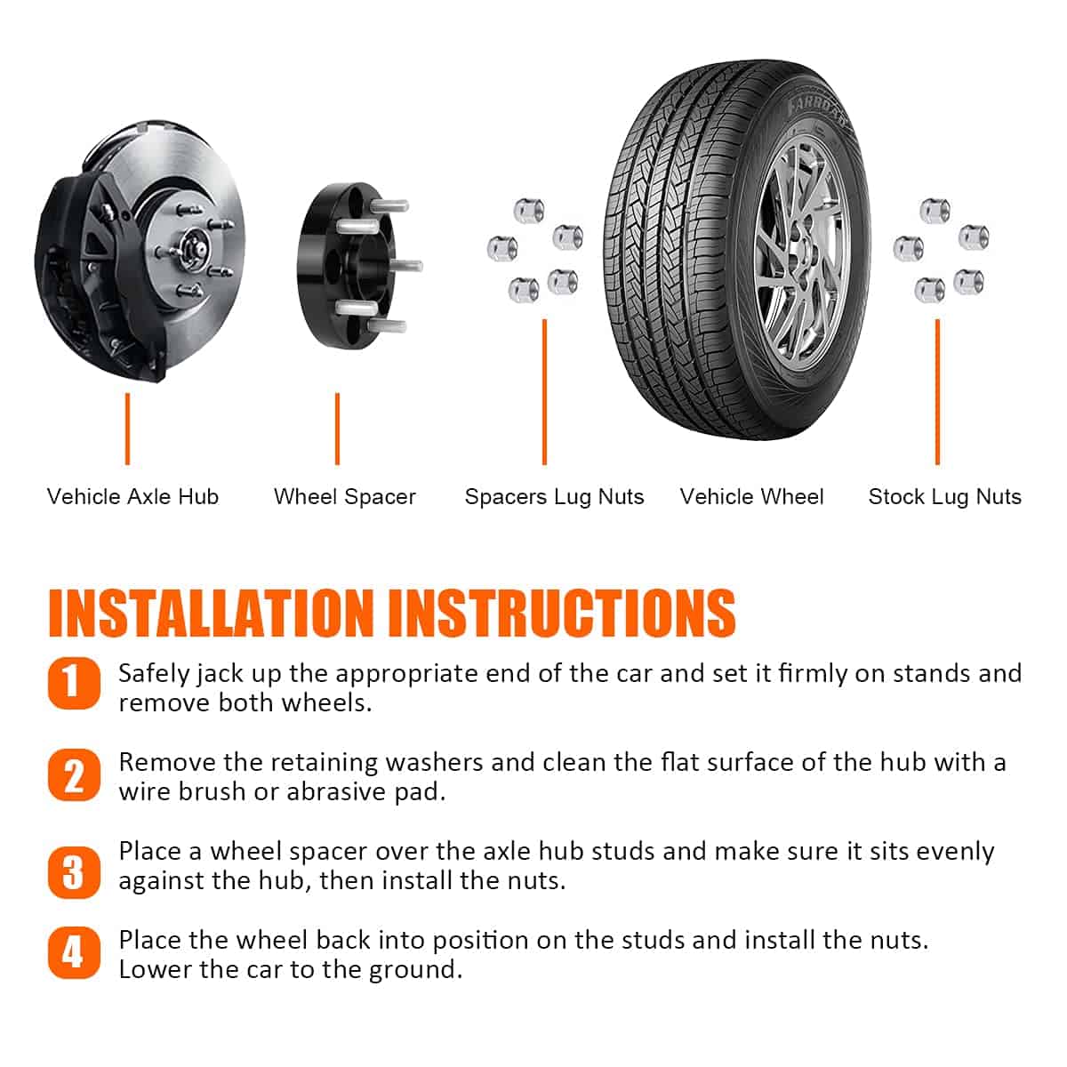 GAsupply Adaptadores de rueda 5x4.5 a 5x5 1.25 pulgadas - Imagen 6