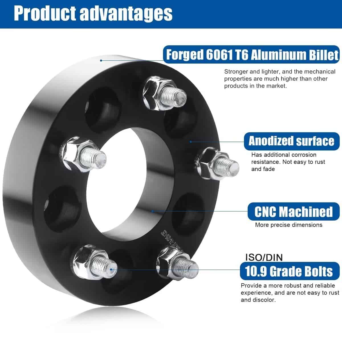 GAsupply 5x4.5 a 5x4.75 Adaptadores de Rueda 1.25” (32mm), - Imagen 5