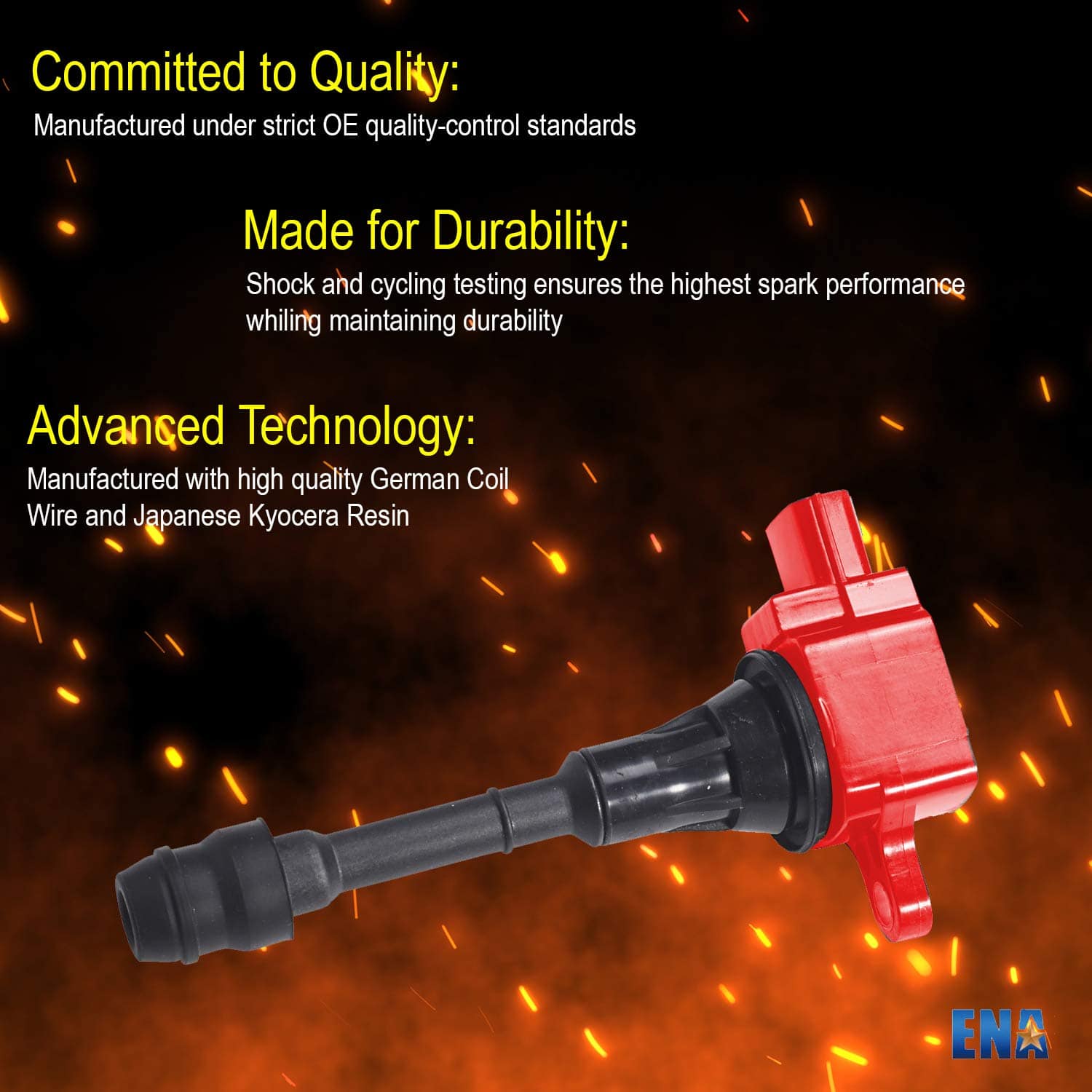 ENA Juego de 4 Bobinas de Encendido Rojas para Nissan 2002 - Imagen 9