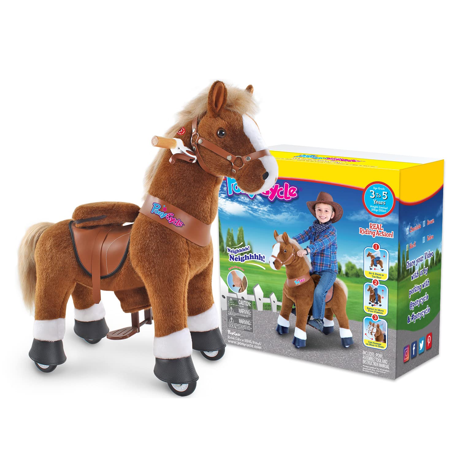 PonyCycle Ride on Horse Toy Plush Walking Animal Modelo - Imagen 9