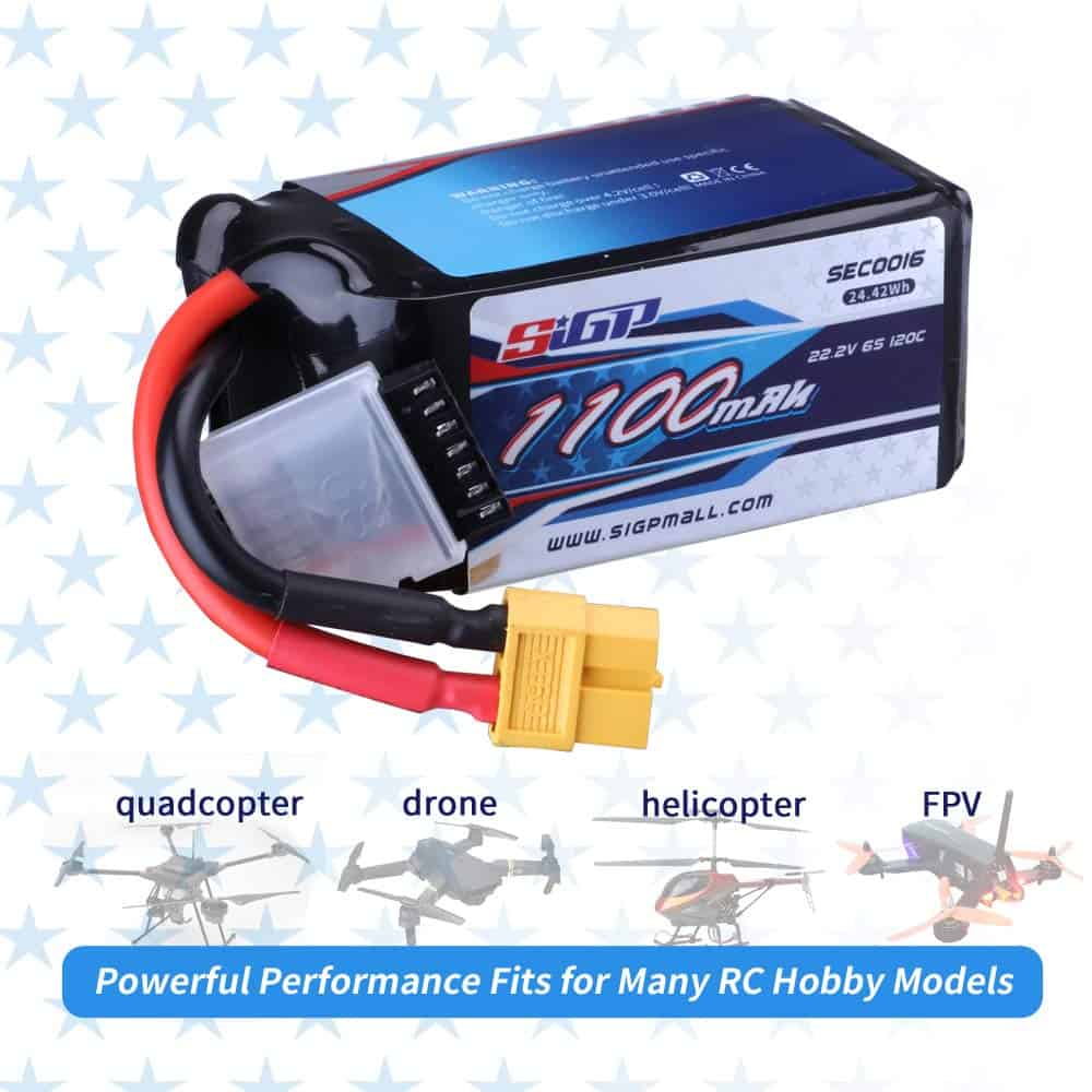 Batería Lipo SIGP 1100mAh 6S 22.2V 120C Paquete Blando con - Imagen 6