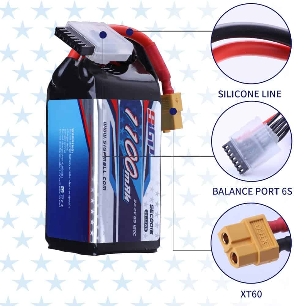 Batería Lipo SIGP 1100mAh 6S 22.2V 120C Paquete Blando con - Imagen 4