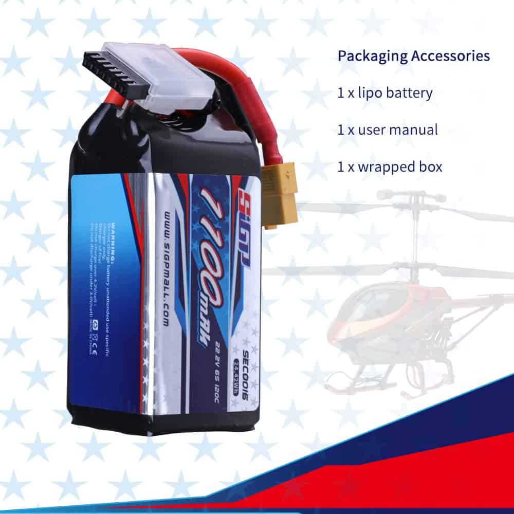 Batería Lipo SIGP 1100mAh 6S 22.2V 120C Paquete Blando con - Imagen 8