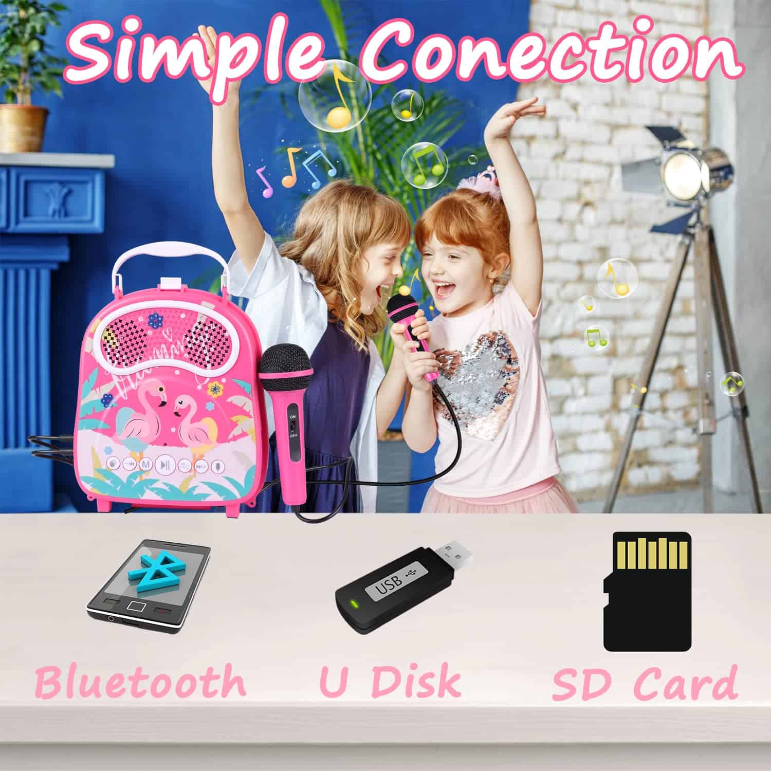 Máquina de Karaoke para Niños con 2 Micrófonos Bluetooth - Imagen 3