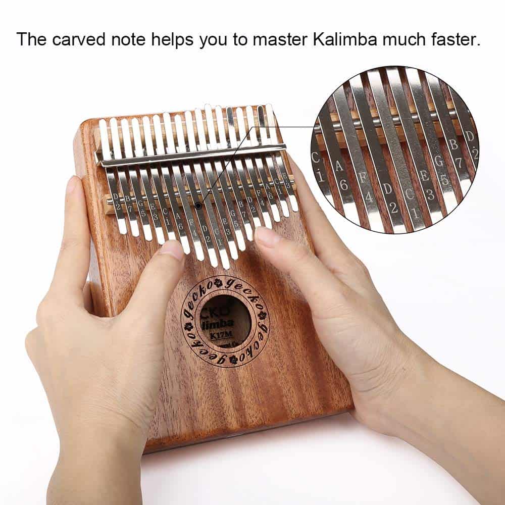 Kalimba Thumb Piano 17 Keys GECKO, Madera de Caoba Portátil - Imagen 4