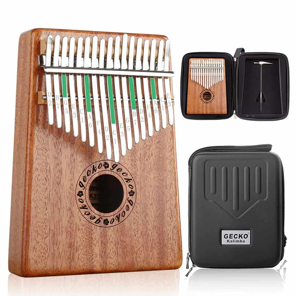 Kalimba Thumb Piano 17 Keys GECKO, Madera de Caoba Portátil