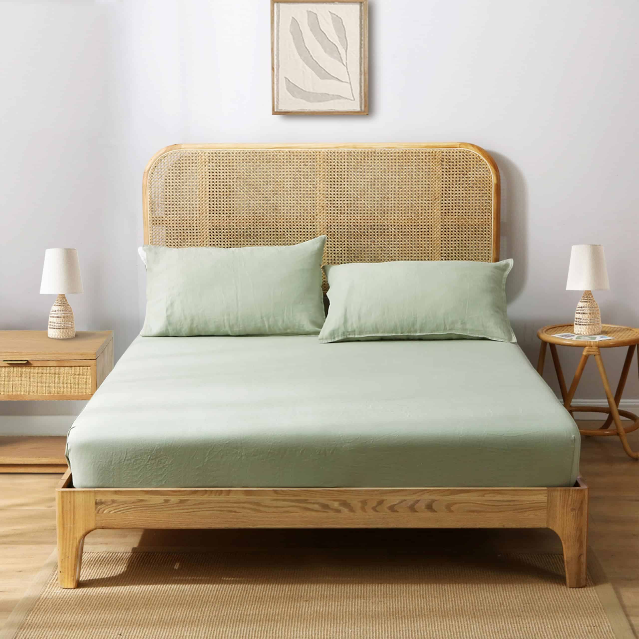 Sábanas Ajustadas de Lino 100% Orgánico Tamaño King, 1