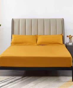 Sábana Ajustable de Lino 100% Orgánico -Amarillo Jengibre