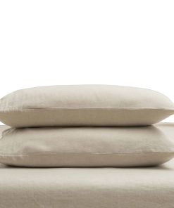 Funda de Almohada de Lino Puro TOSMO 1 Par, 100% Lino