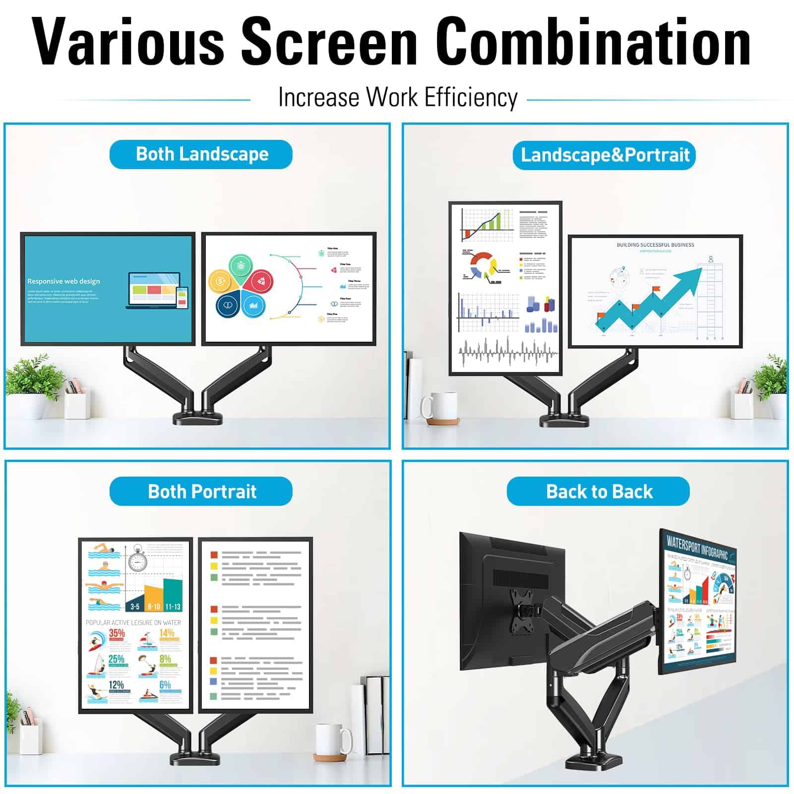 Soporte de Montaje Dual MOUNTUP para Monitores de - Imagen 4