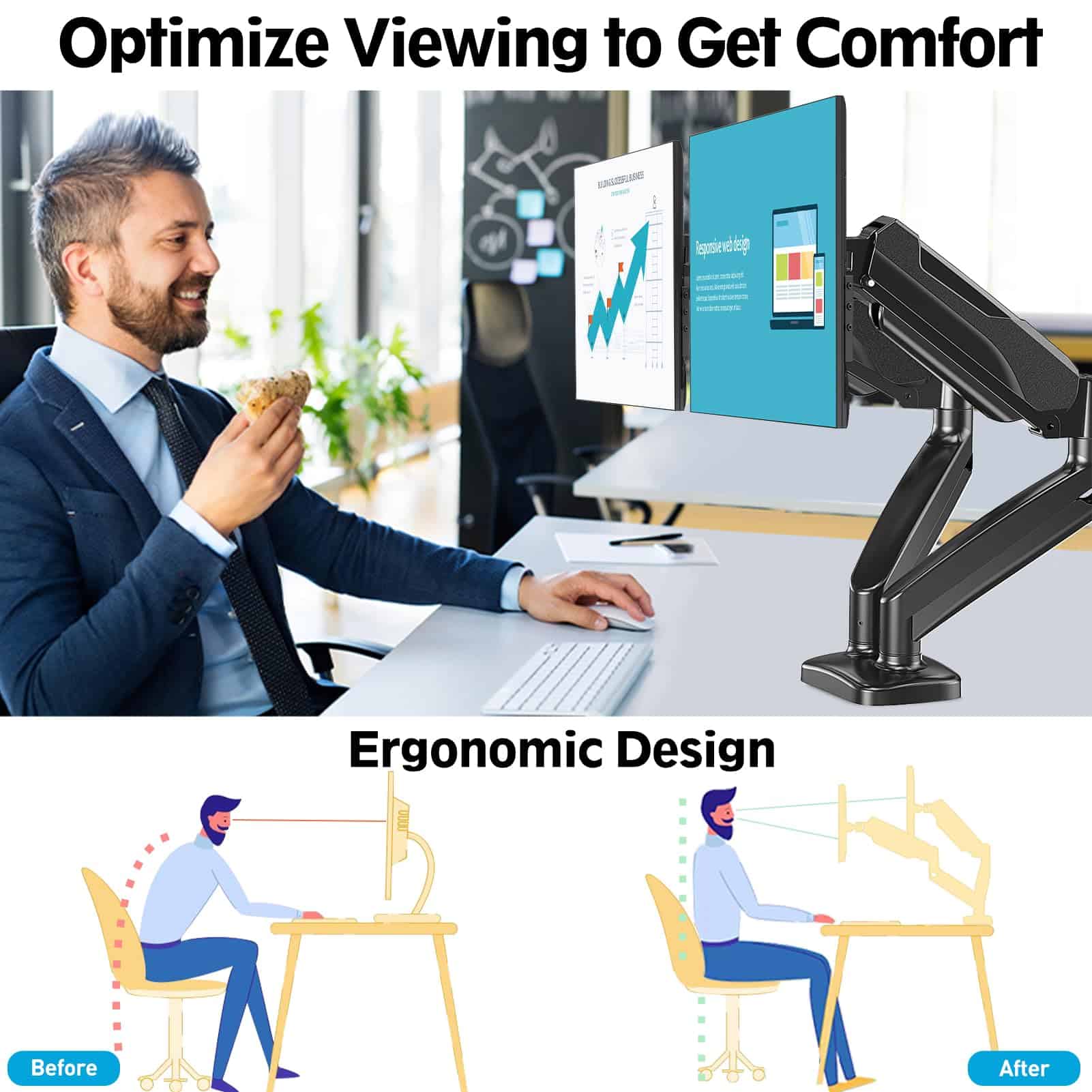 Soporte de Montaje Dual MOUNTUP para Monitores de - Imagen 7