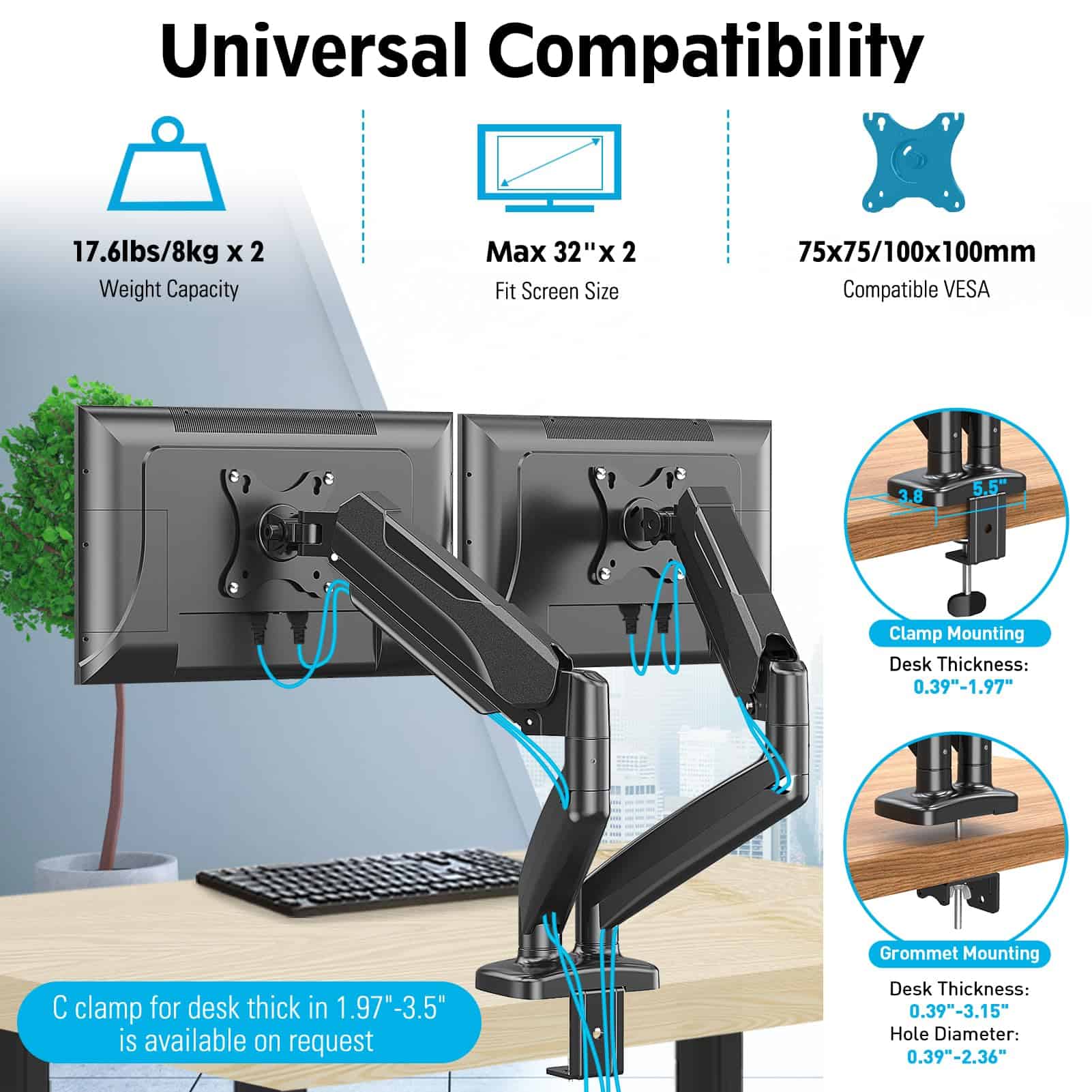 Soporte de Montaje Dual MOUNTUP para Monitores de - Imagen 5