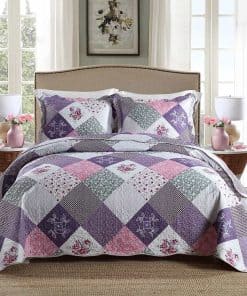 Juego de Colcha Travan de 3 Piezas con Fundas de Almohada -