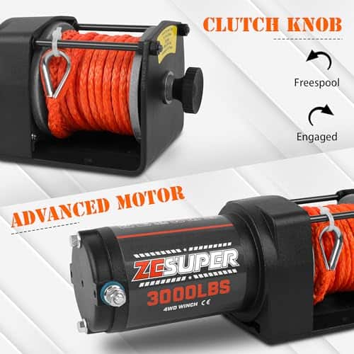 Malacate Eléctrico ZESUPER 3000 lb 12V DC para Remolcar - Imagen 3