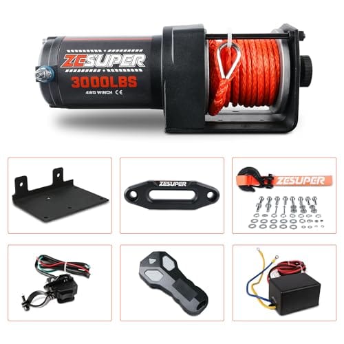 Malacate Eléctrico ZESUPER 3000 lb 12V DC para Remolcar - Imagen 7