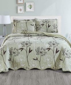 Juego de Colcha de Tamaño Twin, 2 Piezas, Estampado Fino,