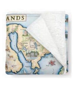 Manta de Franela con Mapa de la Isla de San Juan - Arte