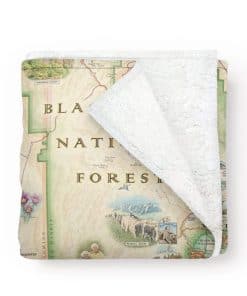 Manta de franela con mapa de Mount Rushmore, Bosque