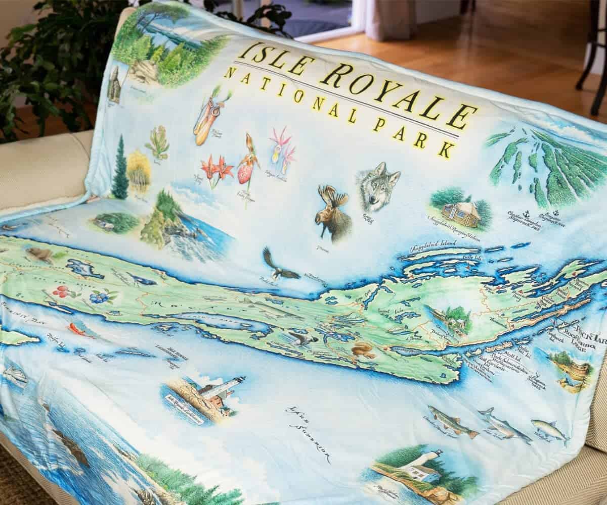 Manta de Franela con Mapa del Parque Nacional Isle Royale - - Imagen 3