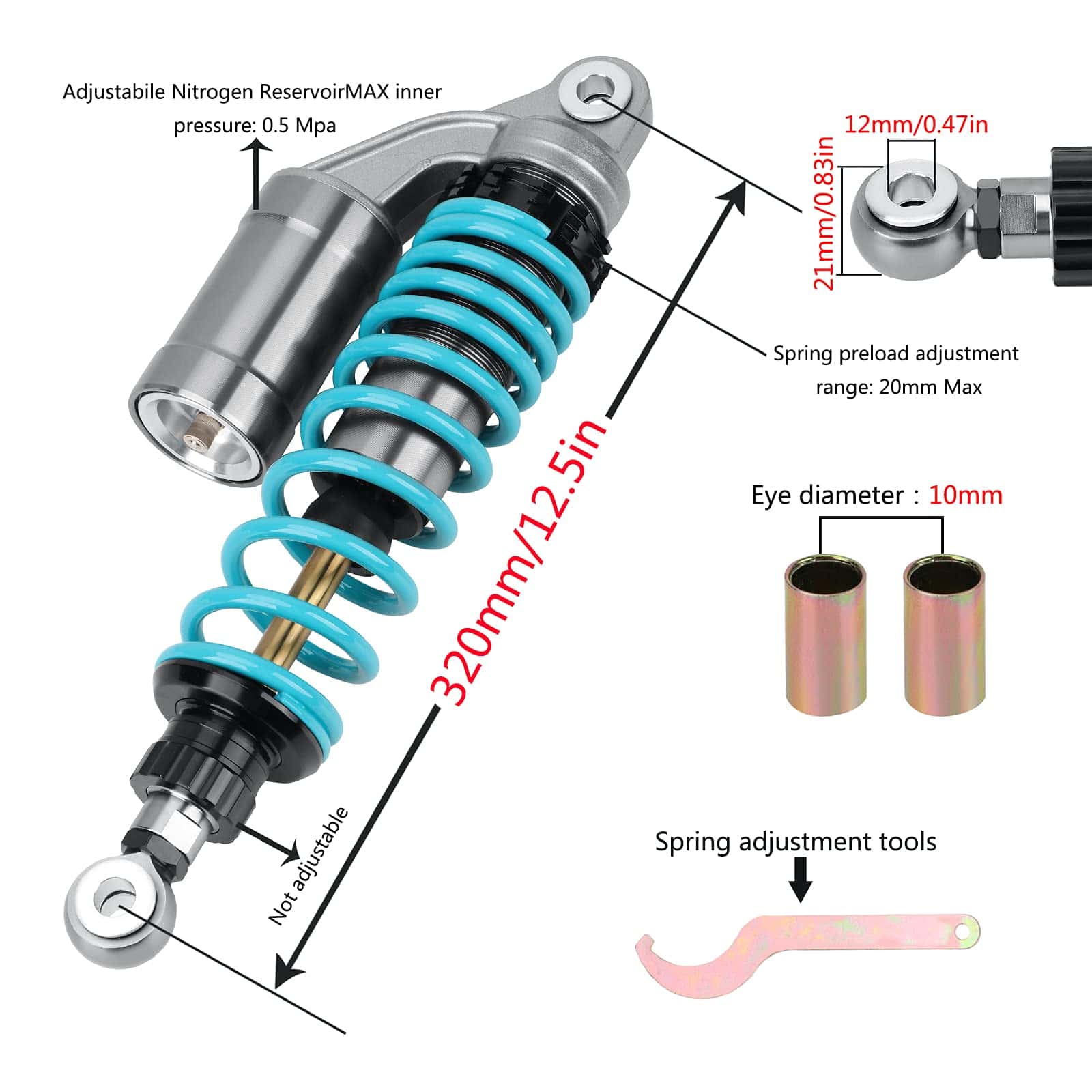 Amortiguadores de aire universales de 320mm para - Imagen 4