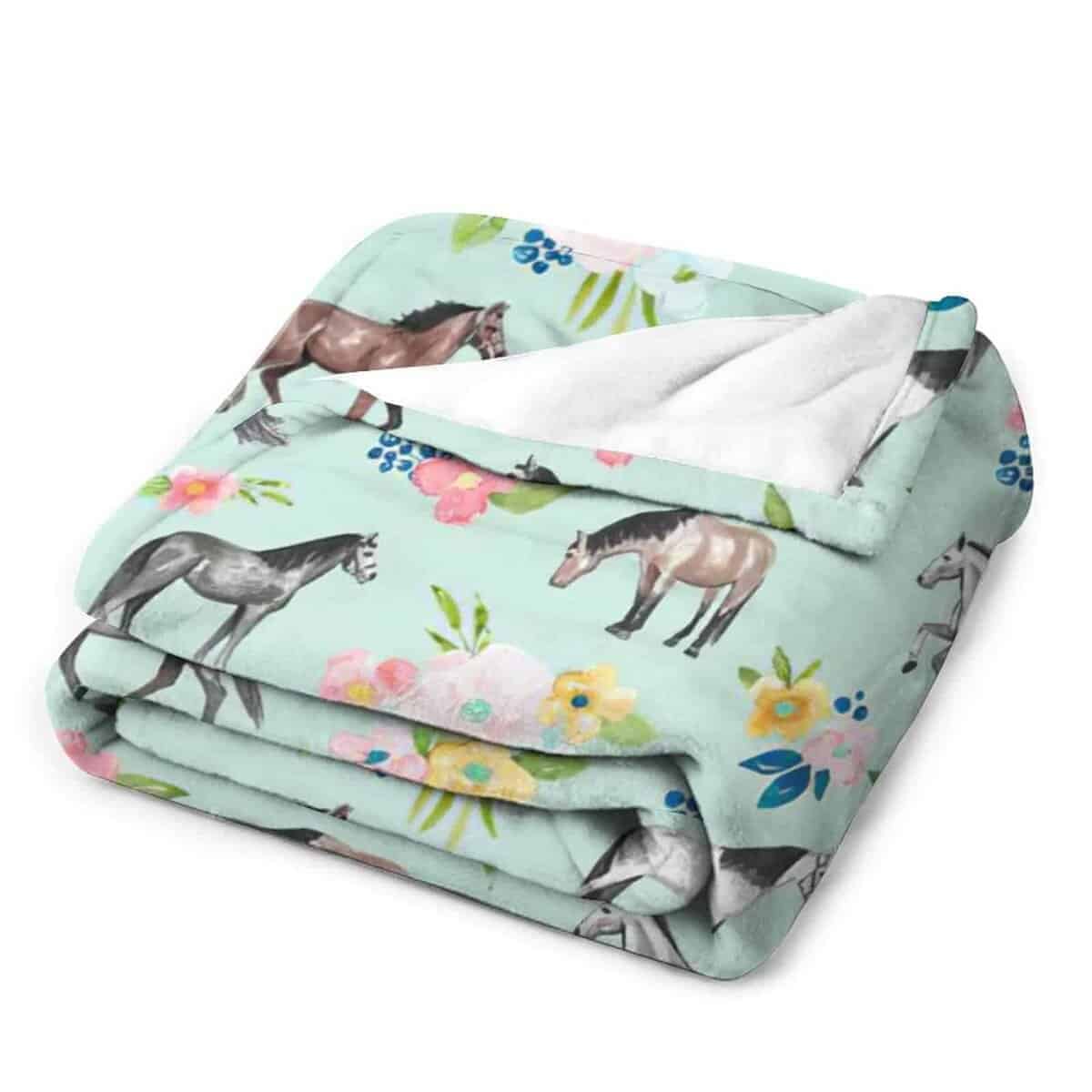 Manta de caballo súper suave y cálida con diseño floral - Imagen 7