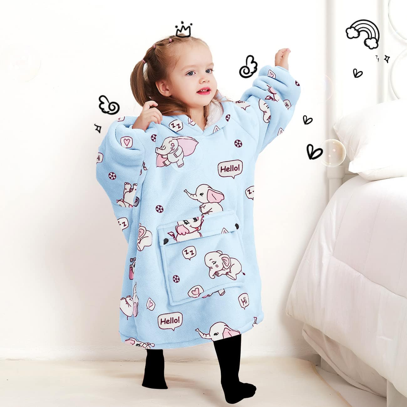 Manta con capucha para niños KFUBUO Blanket Hoodie Toddlers - Imagen 7