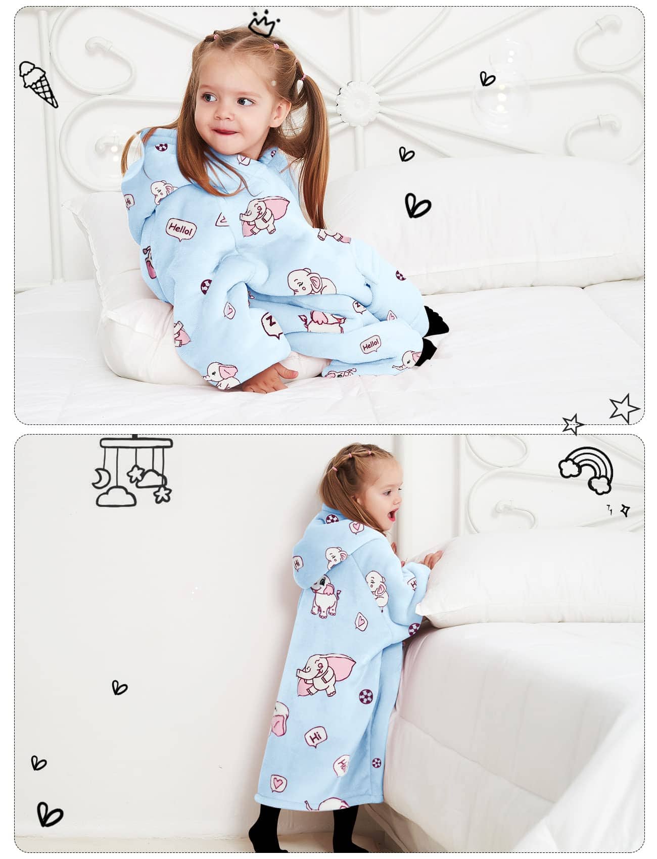 Manta con capucha para niños KFUBUO Blanket Hoodie Toddlers - Imagen 4