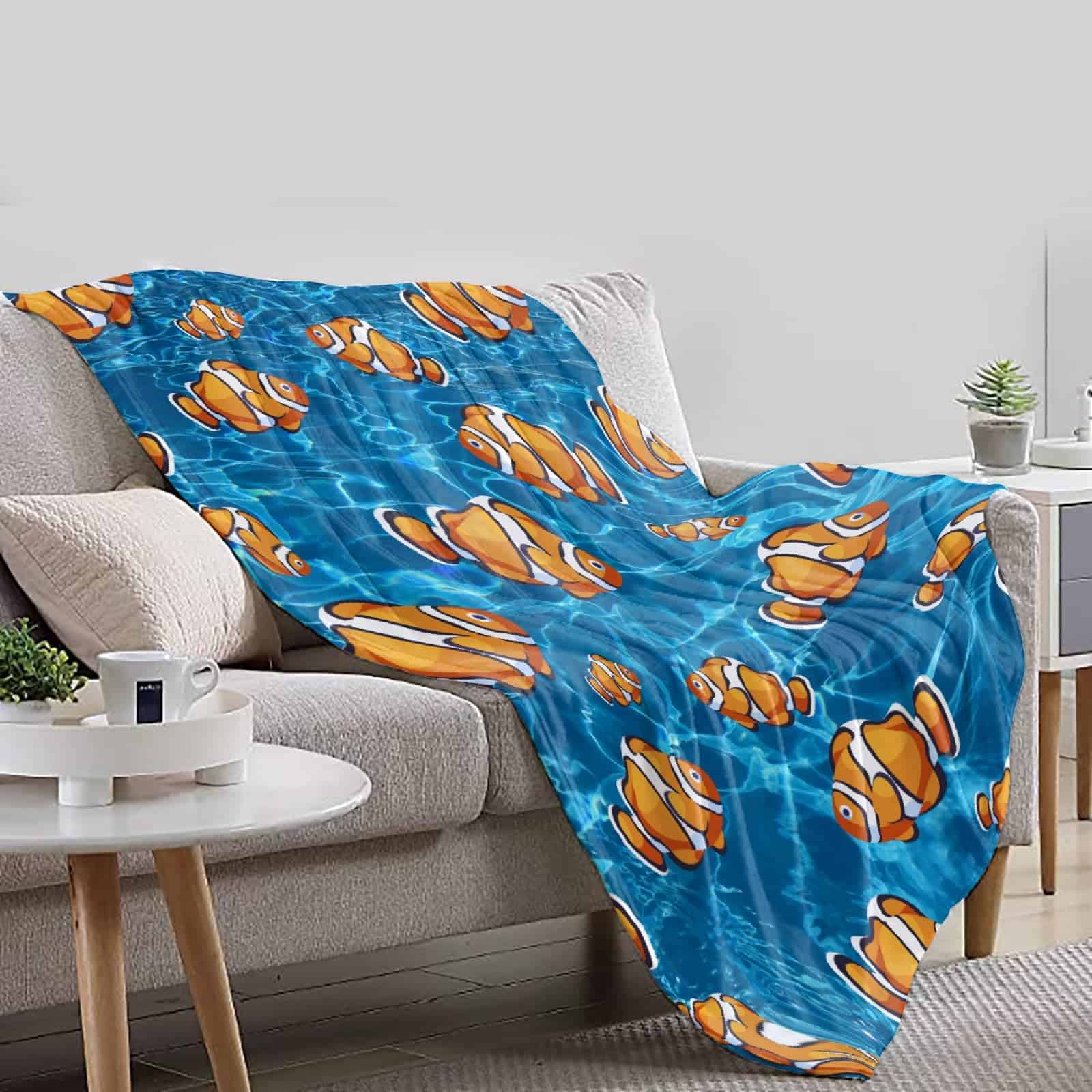 Manta de lana de pescado payaso regalo suave cálida mantas - Imagen 3