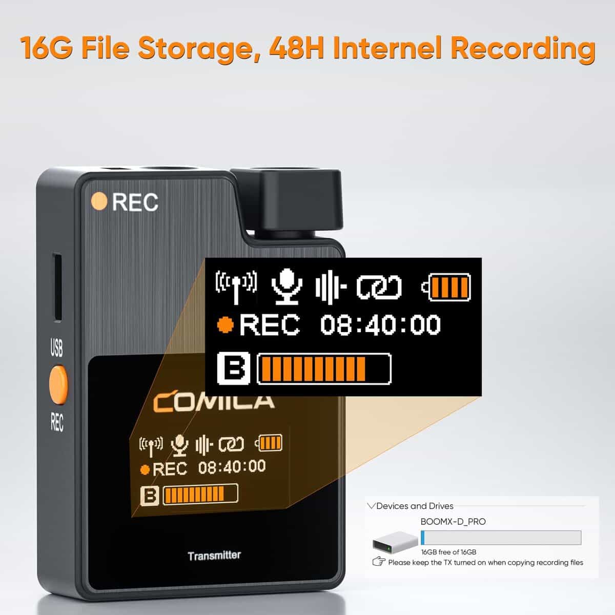 COMICA BoomX-D2 PRO Micrófono Lavalier Inalámbrico, - Imagen 3