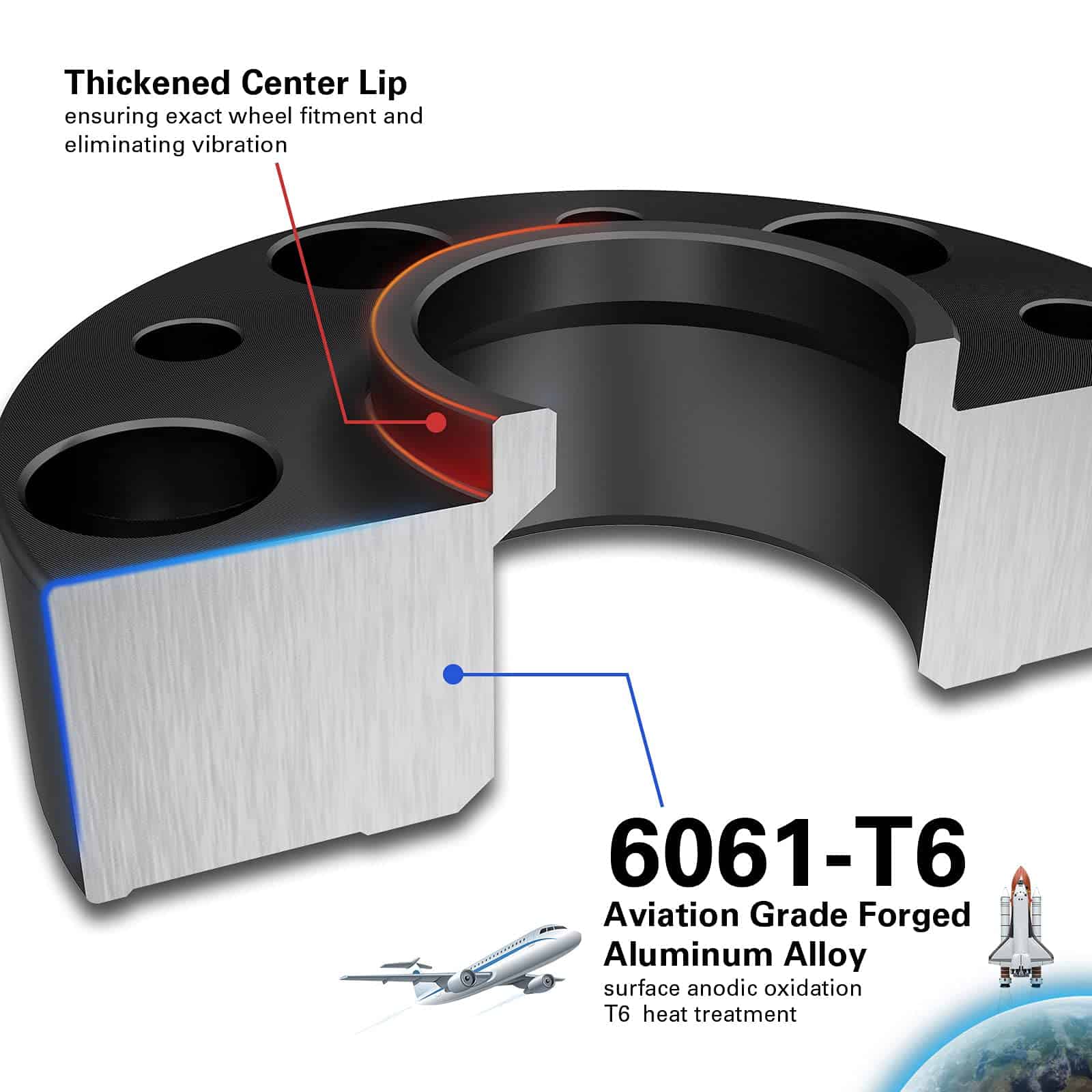 CKAuto 2 Pack 5x5 Separadores de Rueda centrados en el - Imagen 5