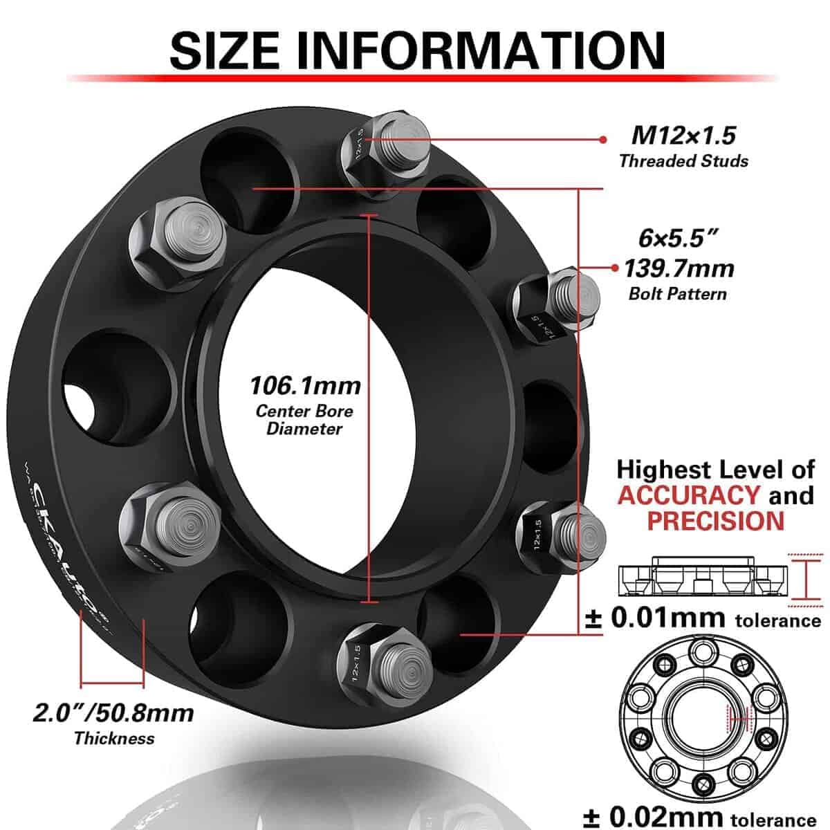 CKAuto 4 Pack de Separadores de Rueda Centrados en el Cubo, - Imagen 3