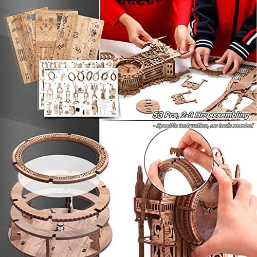 FUNPOLA 3D Puzzle LED Tower Clock Model, Modelo de Reloj de - Imagen 5