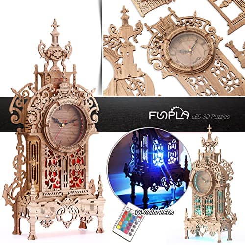 FUNPOLA 3D Puzzle LED Tower Clock Model, Modelo de Reloj de - Imagen 4