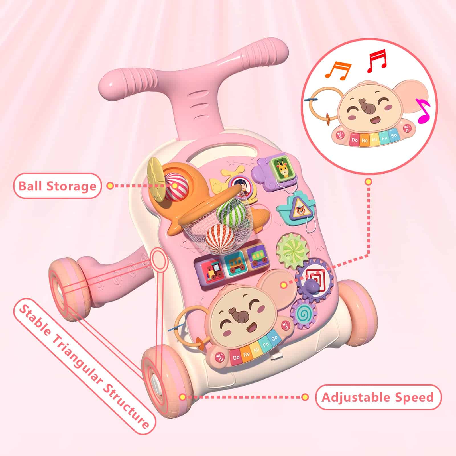 Andador y Centro de Actividades 3 en 1 QDRAGON para Bebé - Imagen 8