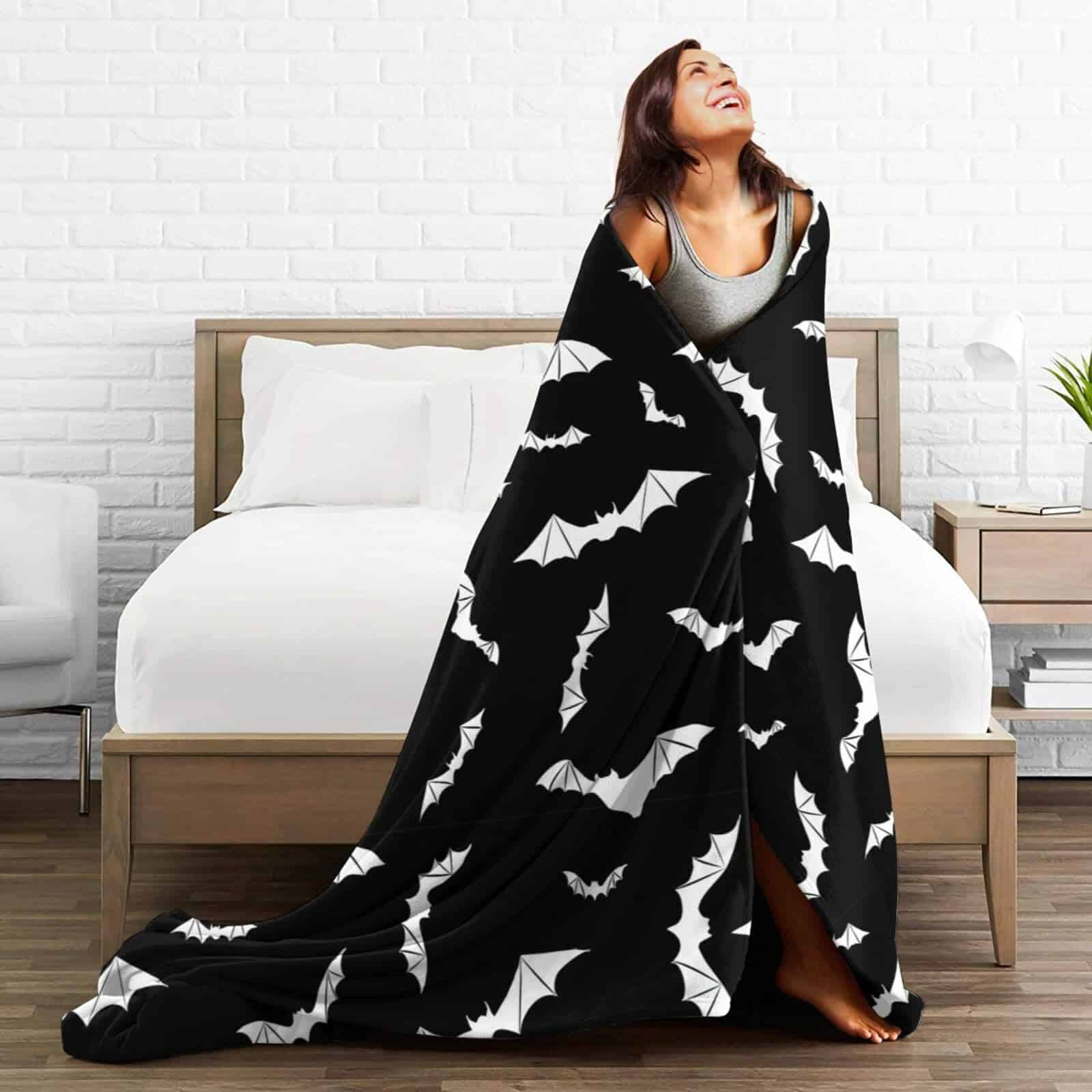 Manta de Franela de Murciélagos Halloween Gótica para Hogar - Imagen 8