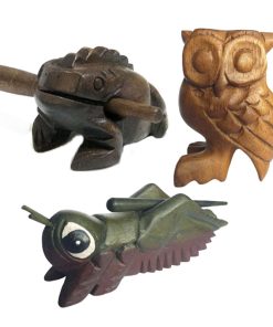 Cojinete de percusión de madera con diseño de rana, grillo