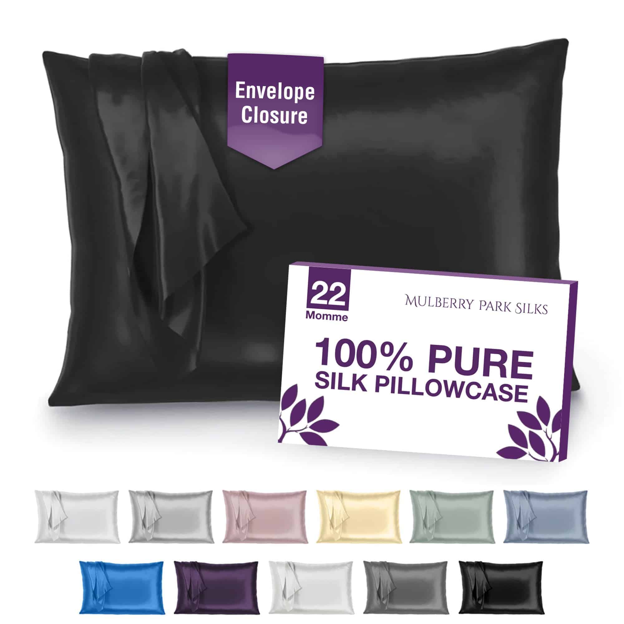 Funda de Almohada de Seda 100% Mulberry Park -Negro