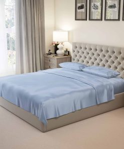 Juego de sábanas de seda 100% Mulberry Park - -Azul Acero