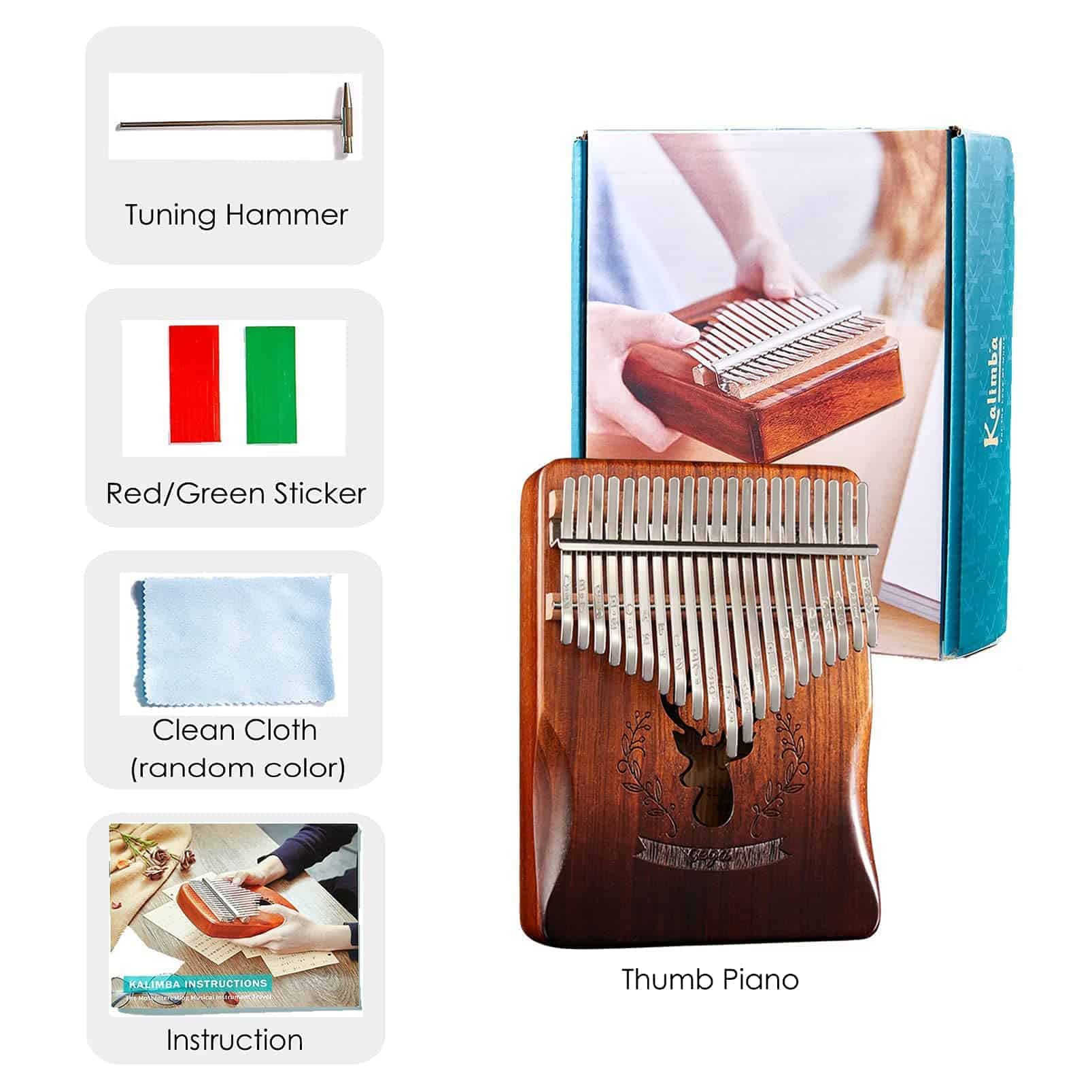 Kalimba 21 Teclas Piano de Pulgar de Madera de Zebrano - Imagen 7