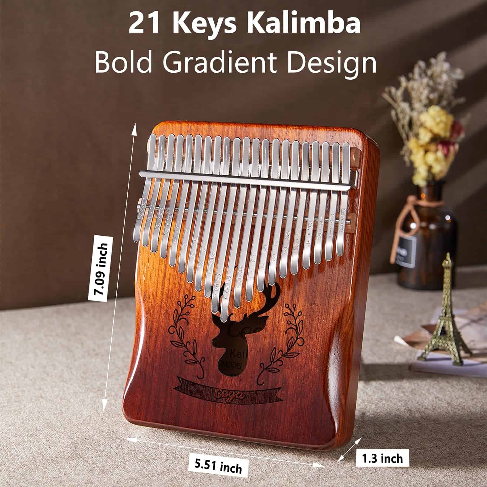 Kalimba 21 Teclas Piano de Pulgar de Madera de Zebrano - Imagen 4