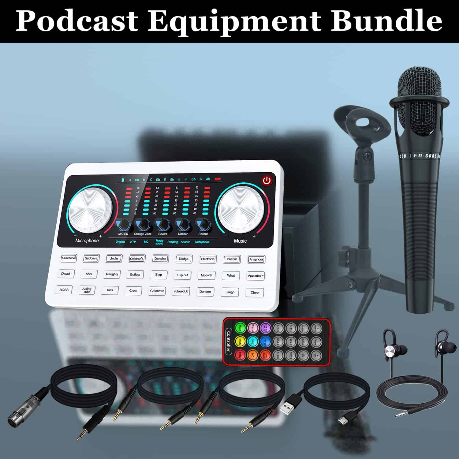 Kit de Equipo de Podcast Interfaz de Audio Tarjeta de - Imagen 9