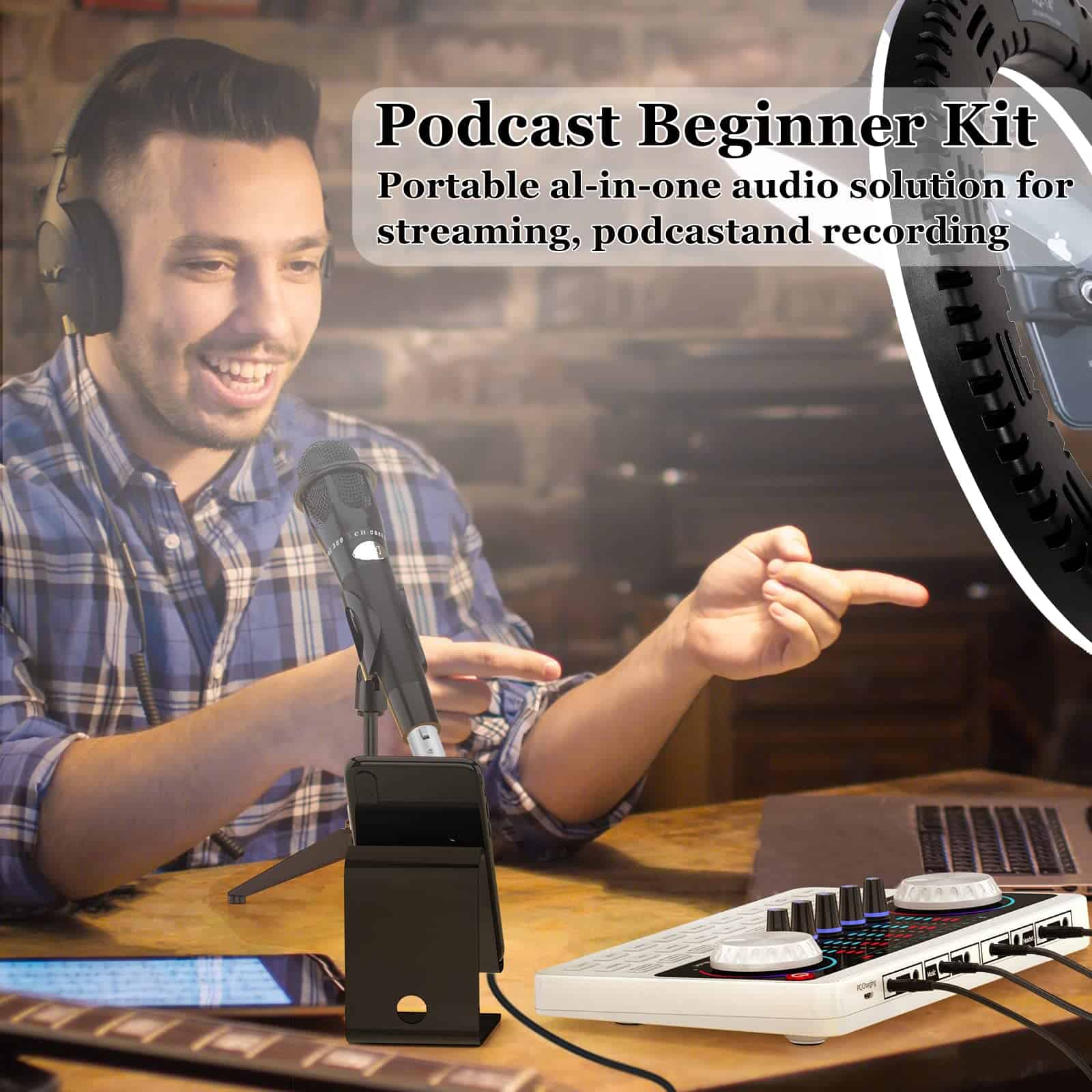 Kit de Equipo de Podcast Interfaz de Audio Tarjeta de - Imagen 3