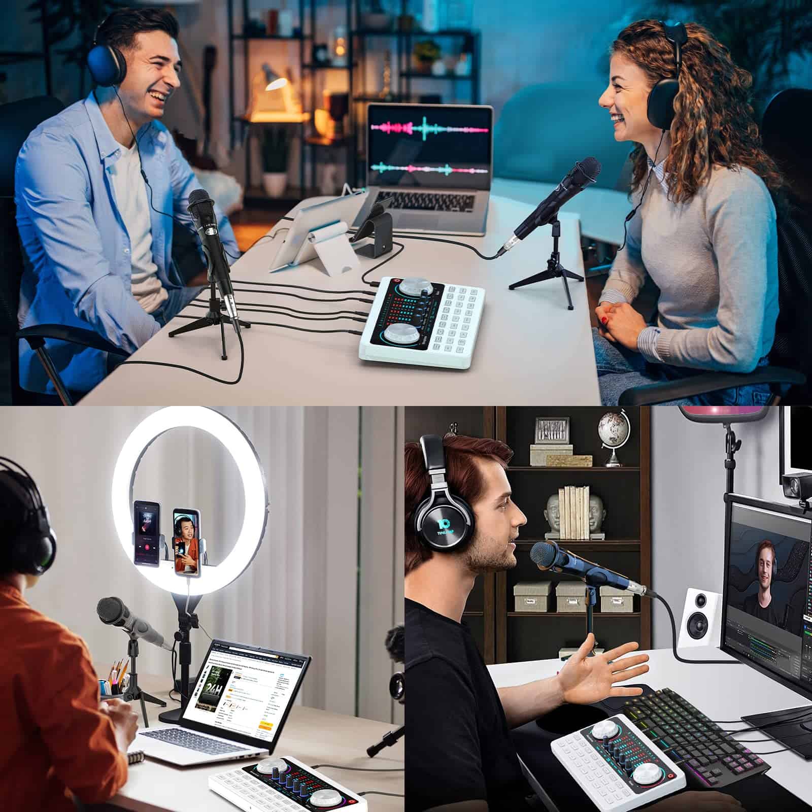 Kit de Equipo de Podcast Interfaz de Audio Tarjeta de - Imagen 7