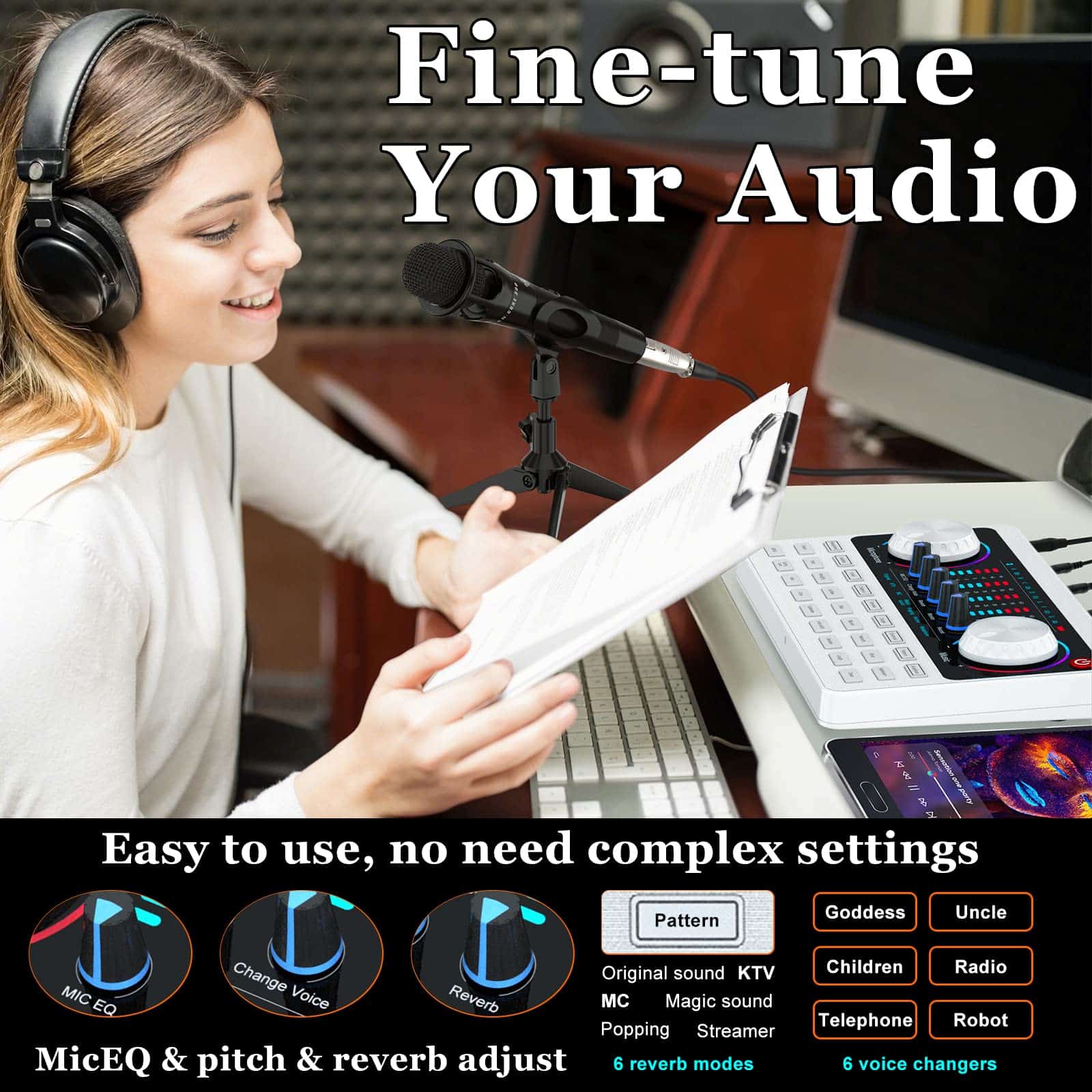 Kit de Equipo de Podcast Interfaz de Audio Tarjeta de - Imagen 4