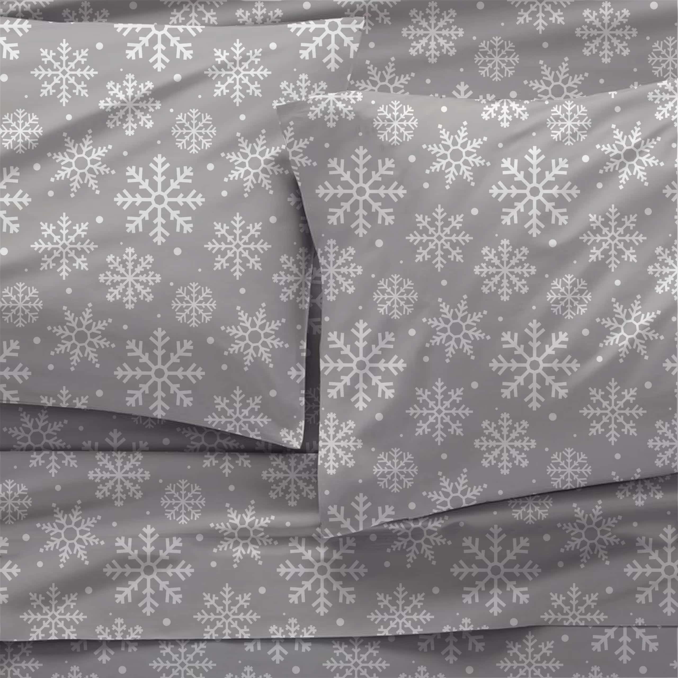 Juego de sábanas de franela 100% algodón -Copos de nieve - Imagen 4